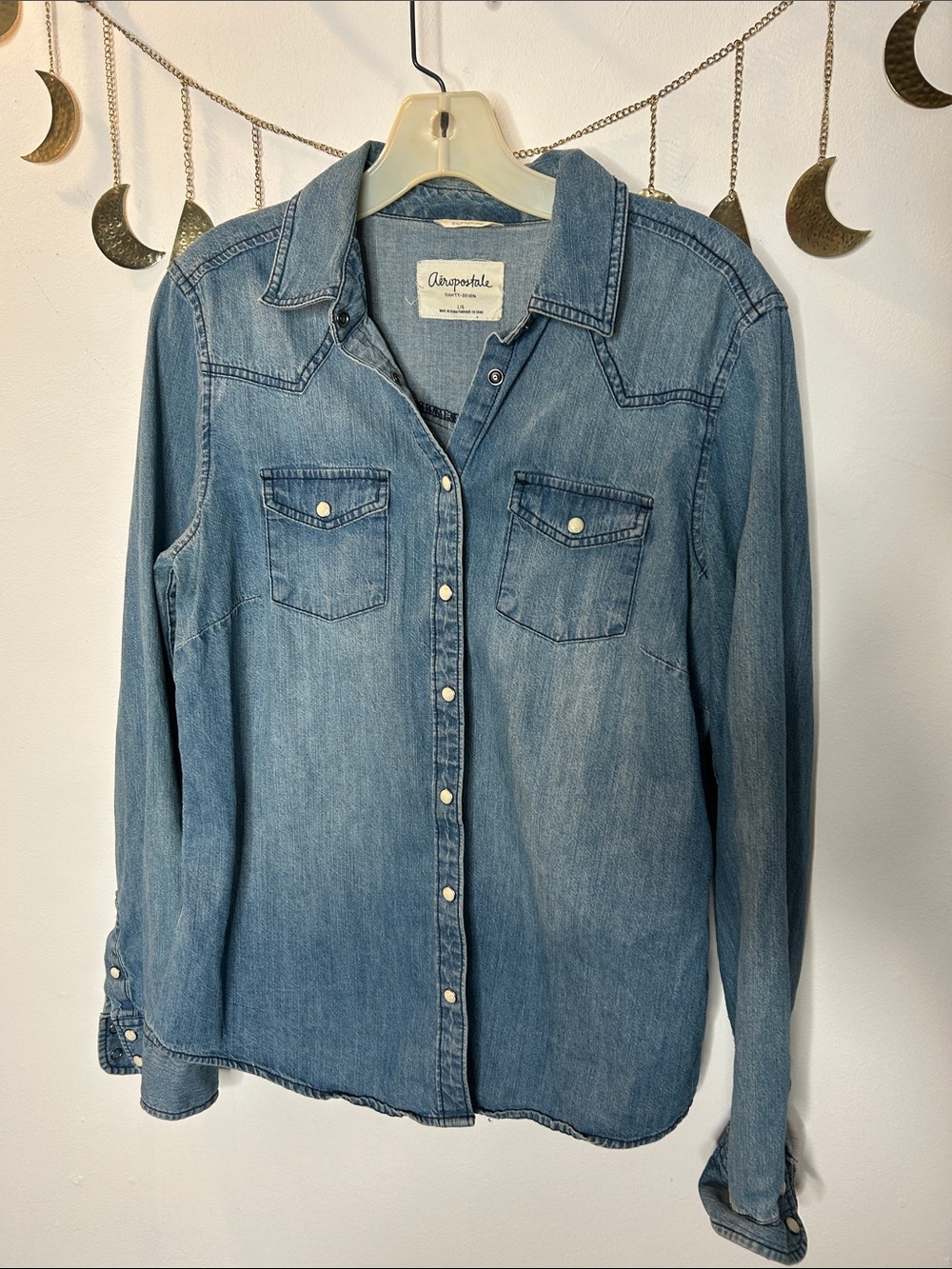 Aeropostale Light Blue Denim Button-Up Shirt